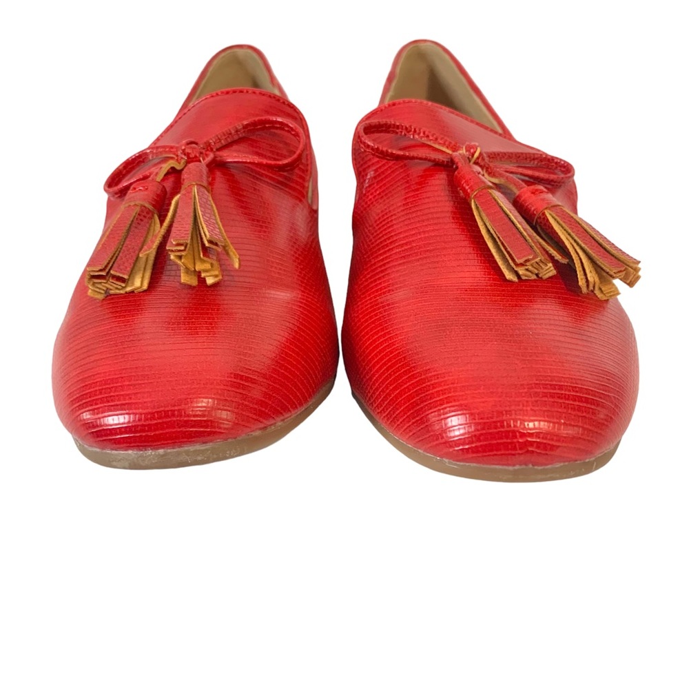 MONROE & MAIN Tonal Red Reptile Print Tassel Loafers Sz Sz 41/10 - Picture 7 of 11